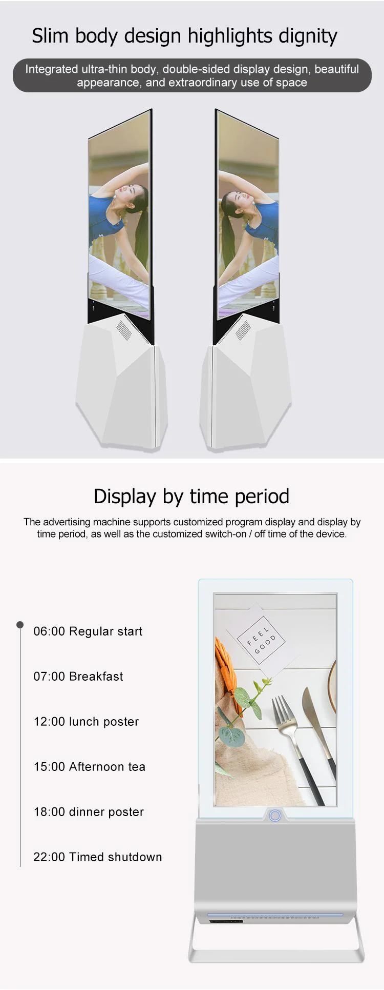 43 55 Inch Double Sided LCD Transparent Display Ultra Thin Kiosk