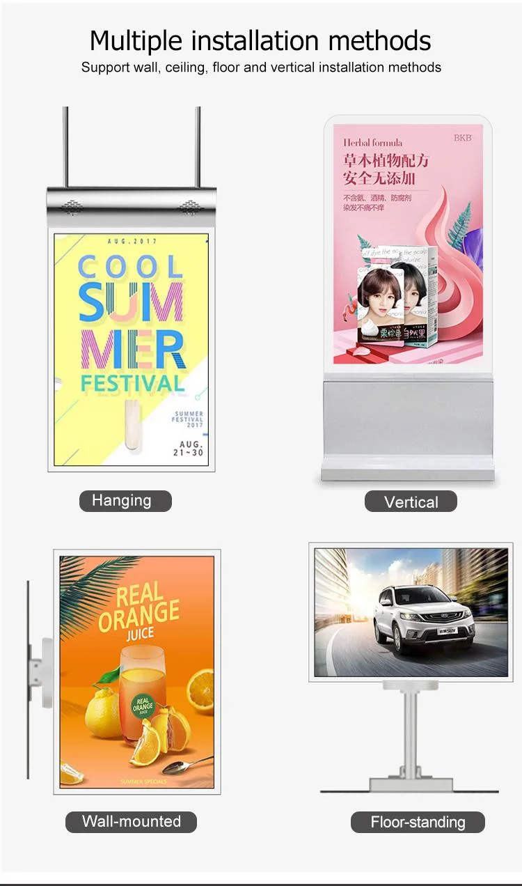 43 55 Inch Double Sided LCD Transparent Display Ultra Thin Kiosk