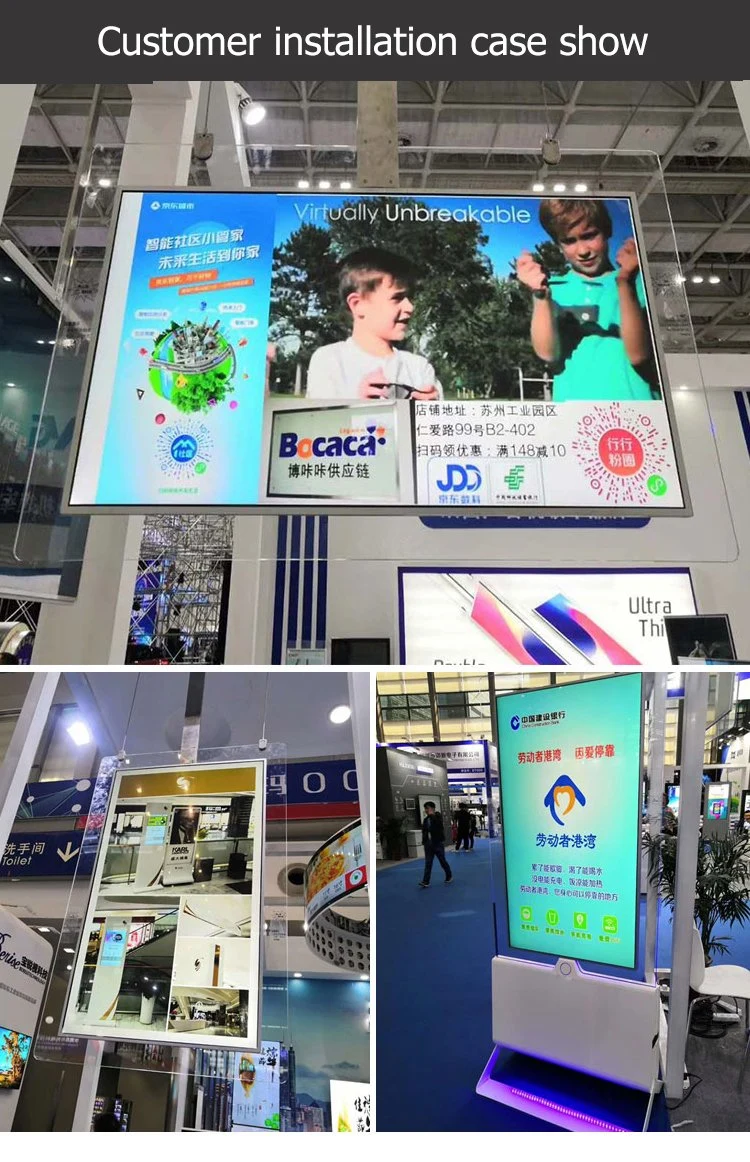 43 55 Inch Double Sided LCD Transparent Display Ultra Thin Kiosk