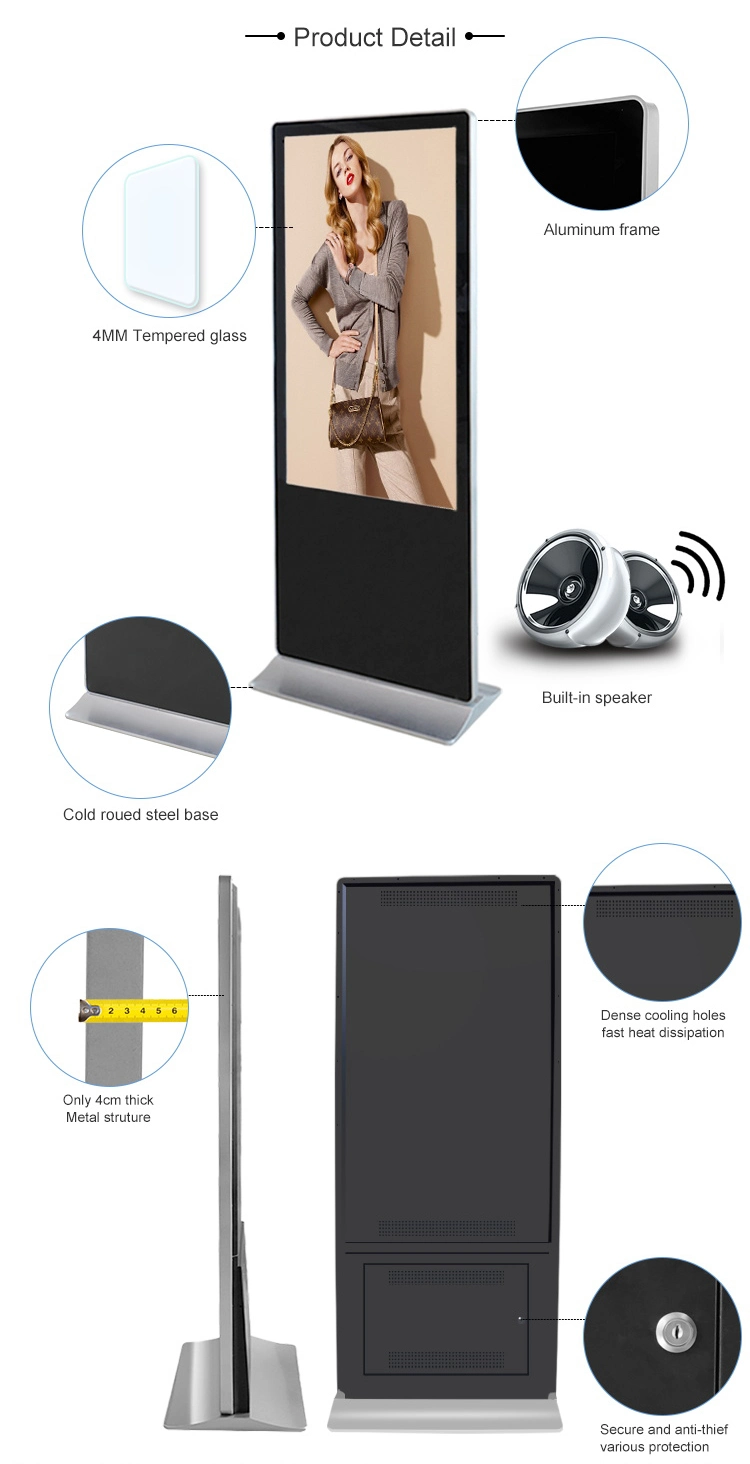 43 Inch Double Sided Free Standing Mall Kiosk with Digital Signage Built-in