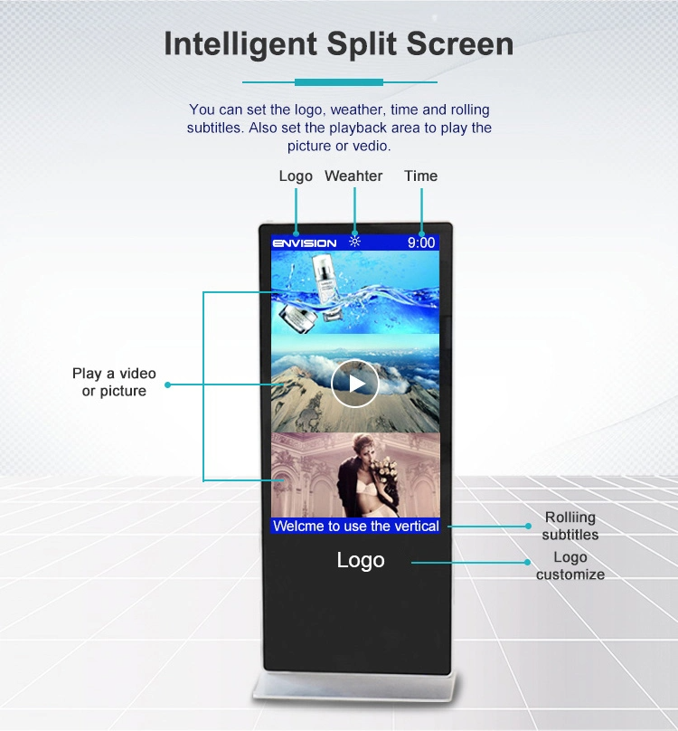 43 Inch Double Sided Free Standing Mall Kiosk with Digital Signage Built-in
