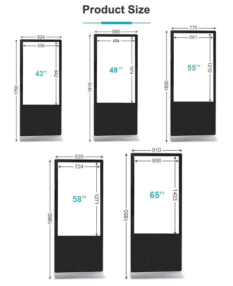 43 Inch Double Sided Free Standing Mall Kiosk with Digital Signage Built-in