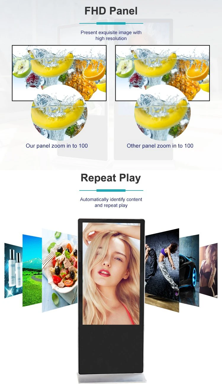 43 Inch Double Sided Free Standing Mall Kiosk with Digital Signage Built-in